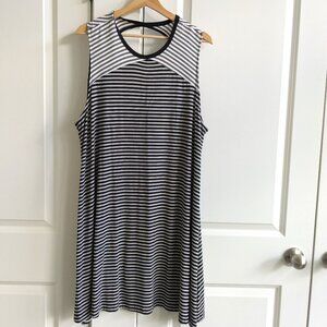 GAP Dress Women XXL Black White Striped Softspun Cutout Open Back Tank Dress
